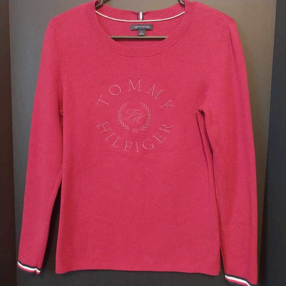 Tommy Hilfiger Red Fitted Crew Neck Sweatshirt